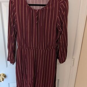Striped Burgundy Dress